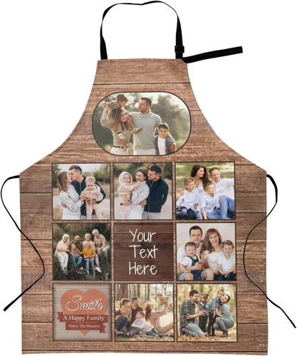 Vista 20 de Delantales personalizados con dos bolsillos para mujeres y hombres, delantales personalizados impresos con texto fotográfico para cocinero de cocina