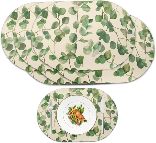 Vista 59 de Blue Flower Dining Table Mats Set of 2 Hummingbird Heat Resistant Placemats Washable and Wipeable Non Slip Place Mat, Waterproof Modern Dining Table