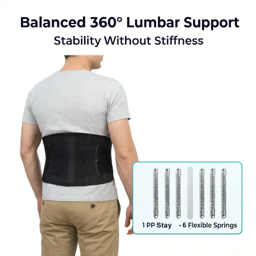 Vista 5 de Soporte de espalda para aliviar el dolor de espalda baja – Soporte ergonómico y cinturón elástico ajustable – Soporte lumbar para hernia de disco