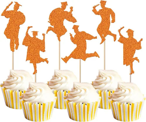 Vista 9 de Rsstarxi Paquete de 40 decoraciones para cupcakes Class of 2025 Congrats Grad 2025 Grad Cap Diploma Cupcake Picks Decoraciones para So Proud of You
