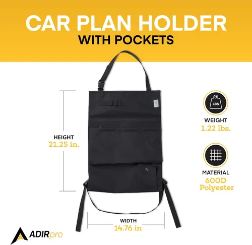 Vista 5 de Adir Corp. Blueprints - Soporte de coche para camiones y automóviles con múltiples ranuras y bolsillo frontal con cremallera