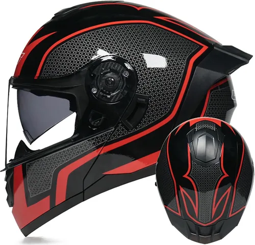 Vista 11 de Casco modular de motocicleta de cara completa, casco abierto con doble visera extraíble forro para adultos, hombres y mujeres, motocross Cruiser