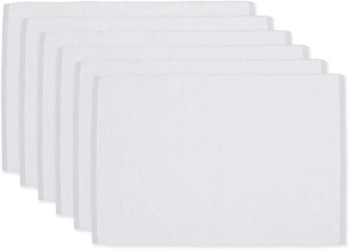 Vista 10 de DII Juego de manteles individuales ecológicos de la colección Fine Ribbed de 13x19, azul francés