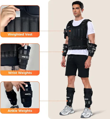 Vista 2 de Weighted Vest Steel Plates Weight Adjustable 5lb/10/lb/20lb for BeatBoost Weight Vest Wrist Ankle Weight Women Men