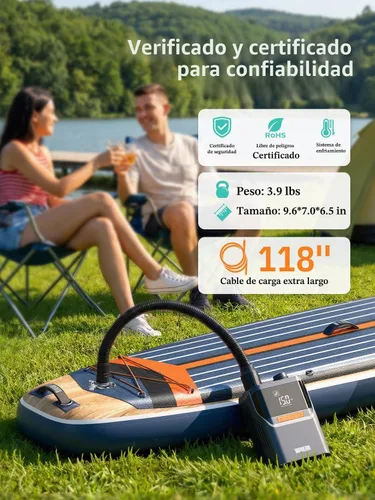 Vista 7 de Niphean Paddle Board Electric Pump with Battery 50PSI Rechargeable Air Pump