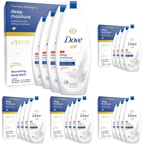Vista 8 de Dove Gel de baño Humedad profunda para 24 horas Loción Suave Piel Hidratante Limpiador de la Piel Sin Sulfatos Sin Parabenos 3 oz