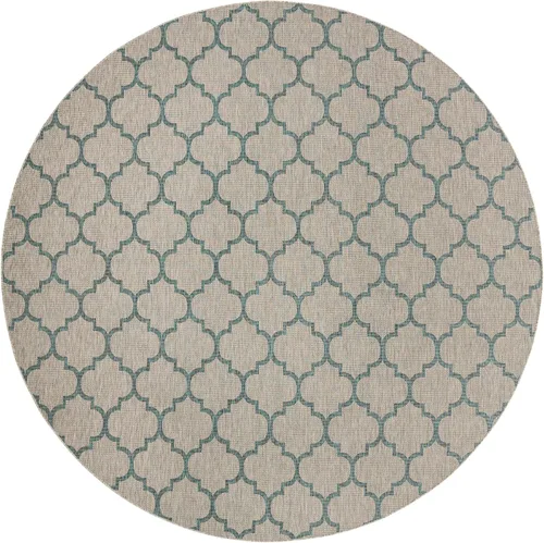 Vista 52 de Unique Loom Outdoor Trellis Collection Alfombra de Área (5' 1" x 8' Oval, Aguamarina/Gris)