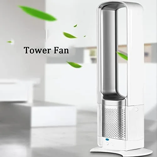 Vista 3 de Ventilador de torre oscilante portátil de 32 pulgadas, enfriamiento silencioso sin aspas con control remoto y temporizador, ventilador de pedestal