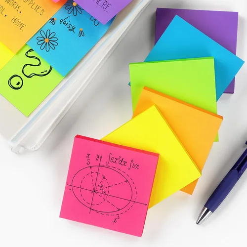 Vista 7 de Notas adhesivas emergentes de 3 x 3 pulgadas, colores brillantes, 6 blocs por paquete, 100 hojas/bloc, total de 600 hojas 6 almohadillas