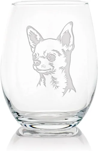 Vista 7 de Copa de vino sin tallo con cara de Chihuahua, regalo para perro, regalo para chihuahua, 2 vasos