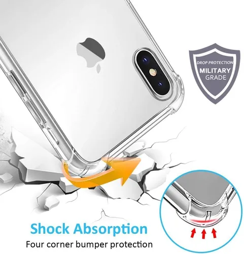 Vista 4 de Funda para teléfono compatible con iPhone XR, cubierta trasera dura transparente con 4 esquinas a prueba de golpes, funda transparente para iPhone