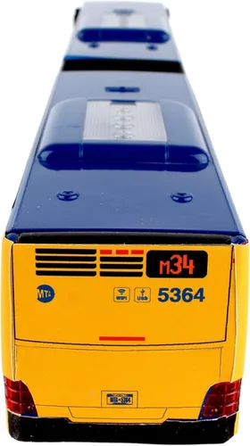 Vista 5 de Daron MTA Autobús de la Ciudad de Nueva York 16" Autobús Articulado RT8571 Juguete, Azul, Marrón