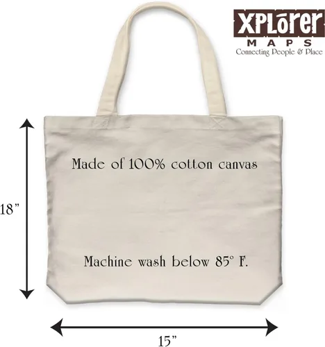 Vista 3 de Xplorer Maps Bolsa de lona con asas, bolsa de compras de comestibles de tela, bolsa reutilizable y ecológica, 100% algodón, lavable
