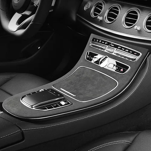 Vista 2 de Cubierta de panel de consola central para Mercedes-Benz Clase E W213 2019 2020, estilo Alcántara, caja de almacenamiento, accesorios interiores