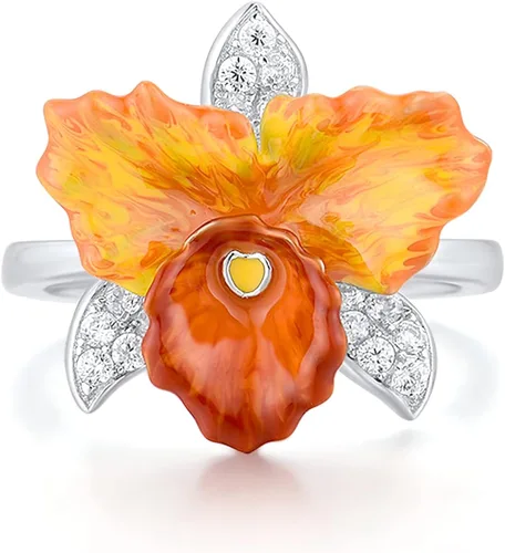 Vista 2 de Santuzza Anillo de plata de ley 925 con diseño de flores esmaltadas para mujer