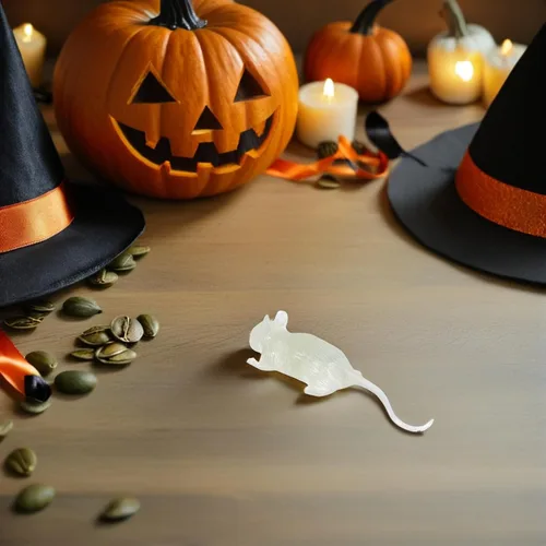 Vista 4 de Toyvian 20 piezas luminosas de Halloween falsos ratones accesorios de ratones complicados modelo broma espeluznante decoración de fiesta