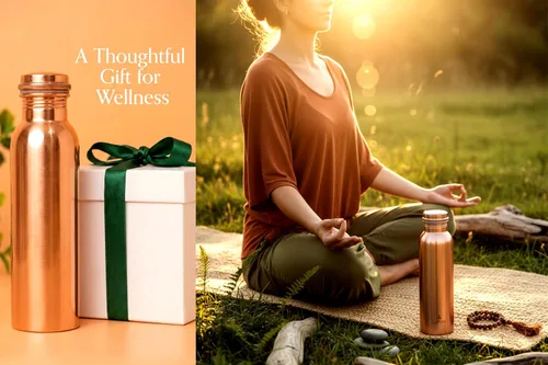 Vista 8 de Botella de agua ayurvédica de cobre puro para la salud, a prueba de fugas, ideal para el hogar, oficina, gimnasio y yoga, 32 onzas de cobre