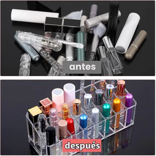Vista 6 de Organizador de perfumes Rollerball, 2 unidades, 48 espacios, soporte de almacenamiento de perfume acrílico transparente, soporte de aroma