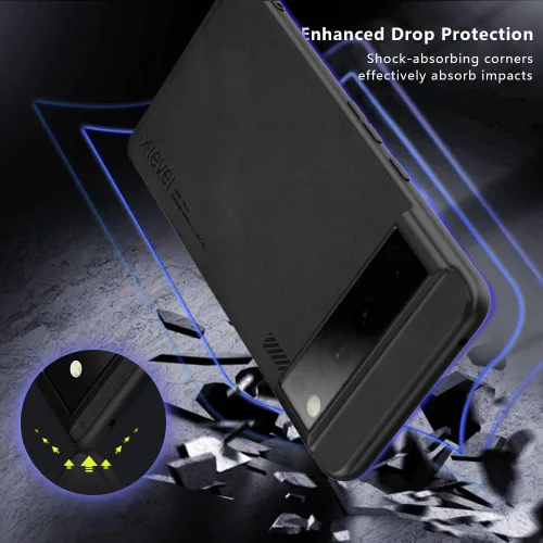 Vista 6 de X-level Funda protectora para Google Pixel 8, delgada, de doble capa, a prueba de golpes, cuerpo completo, parte trasera de policarbonato duro