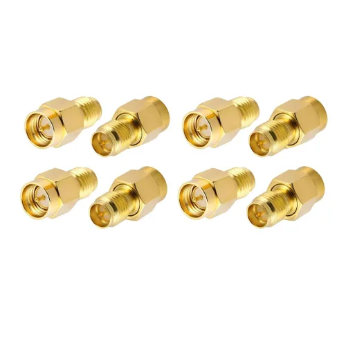 Vista 5 de CORONIR Paquete de 16 adaptadores SMA macho a RP SMA hembra conector Jack para cable coaxial RF Antena Wi-Fi/Amplificador