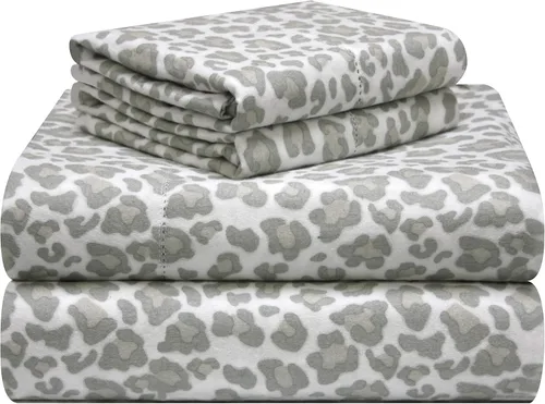Vista 10 de Juego de sábanas Pointehaven, con estampado, de franela 100% algodón, con tacto aterciopelado de 180 g/m², tamaño individual, con diseño de Conejitos