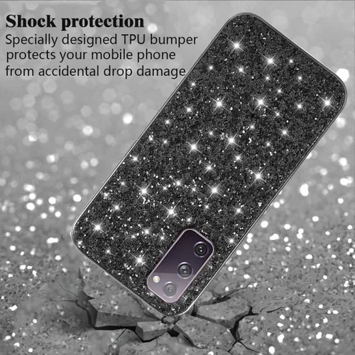 Vista 4 de Funda compatible con Samsung S20 FE con purpurina a prueba de golpes, para Samsung Galaxy S20 FE, funda protectora delgada de TPU suave