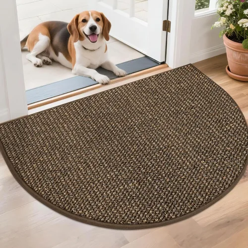 Vista 13 de BEQHAUSE Tapete Atrapa Suciedad para Puerta 17" x 30" Semicírculo Antideslizante Lavable Tapetes de Entrada Alfombras Absorbentes de Bienvenida