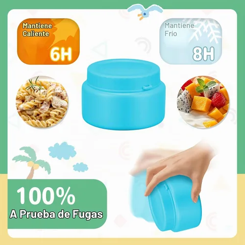 Vista 5 de Lonchera Bento para niños con termo de sopa de 9 onzas, recipientes de comida a prueba de fugas para niños con 4 compartimentos, bolsa de almuerzo