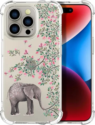 Vista 73 de Compatible con iPhone 14, funda transparente y bonita para mujeres y niñas, diseño floral, diseño floral femenino, funda para teléfono 14