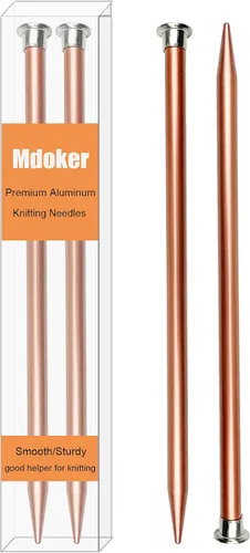 Vista 13 de Mdoker Agujas de tejer de aluminio de 13.8 pulgadas, aguja de tejer para suéter de metal recto de un solo punto de color para proyectos de tejer