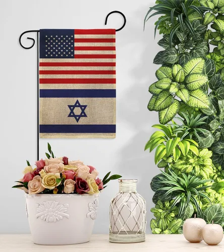 Vista 9 de Americana Home & Garden Bandera israelí de Israel de Estados Unidos para exteriores, paquete de pancartas para jardín, pared al aire libre, puerta