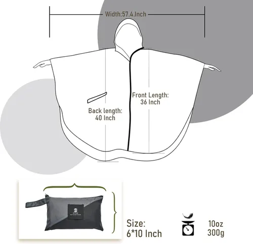 Vista 7 de SaphiRose Unisex Rain Poncho Raincoat Hooded for Adults Women with Pockets