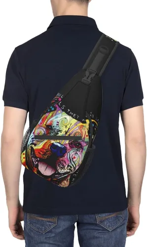 Vista 2 de Hicyyu Pitbull Florecent - Bolso bandolera para exteriores, unisex, para adultos jóvenes, senderismo, mochila, Perro Pitbull Florecent, Mochilas