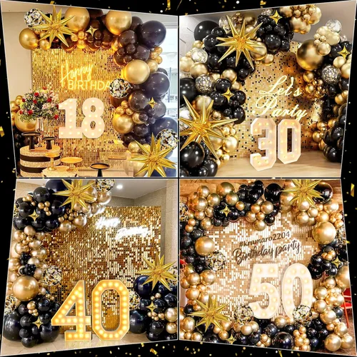 Vista 4 de AivaToba Kit de arco de globos negros y dorados, 126 piezas de decoraciones de fiesta negras y doradas para graduación 2026, aniversario, boda