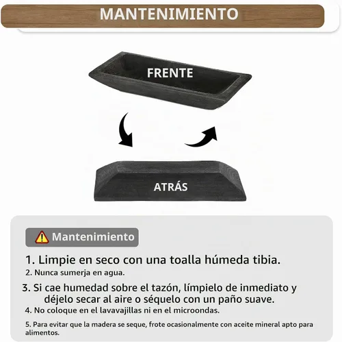 Vista 7 de Hanobe - Cuenco decorativo de madera para decoración de mesa auxiliar, color negro rústico