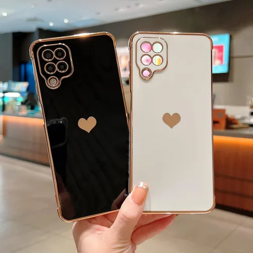Vista 4 de phylla Funda de teléfono compatible con Samsung Galaxy A12 de 6.5 pulgadas, lindo corazón chapado en oro, elegante funda de lujo para mujer