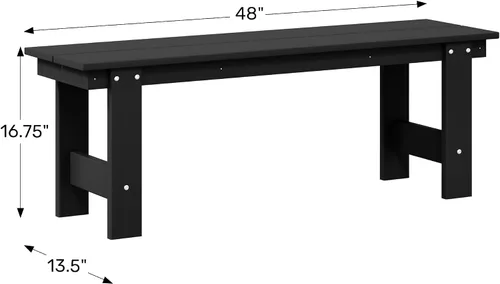 Vista 3 de WestinTrends Ashore Outdoor HDPE - Banco de patio con espalda descubierta de 48 pulgadas, color negro