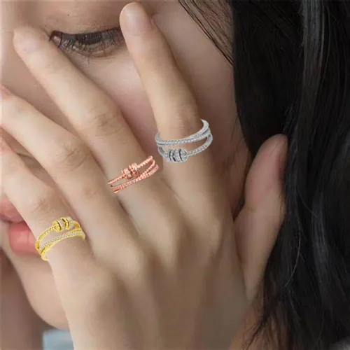 Vista 2 de 2 anillos antiansiedad para mujeres y hombres anillos ajustables para ansiedad con cuentas anillo giratorio para ansiedad para mujeres y hombres