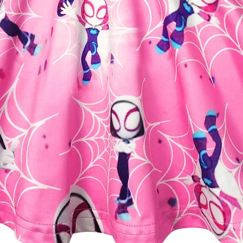 Vista 3 de FACDEM Vestido de disfraz de héroe de dibujos animados para niñas, manga con volantes, vestido de verano, traje de fiesta, regalo