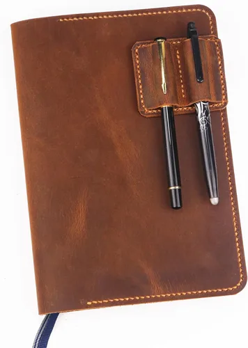 Vista 3 de Portalápices de cuero para cuaderno diario, soporte para bolígrafo de cuaderno, soporte de pluma de cuero, clip de bolígrafo para cuaderno, soporte