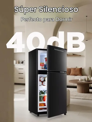 Vista 4 de F.W.WOOLWORTHS - Refrigerador compacto de 3.5 pies cúbicos con congelador, refrigerador mini de 2 puertas, termostato ajustable, para dormitorio