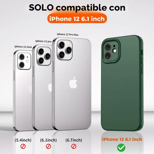 Vista 2 de SUPFINE - Funda diseñada para iPhone 12, silicona líquida premium con [forro de microfibra suave antiarañazos][protección de cámara mejorada], funda