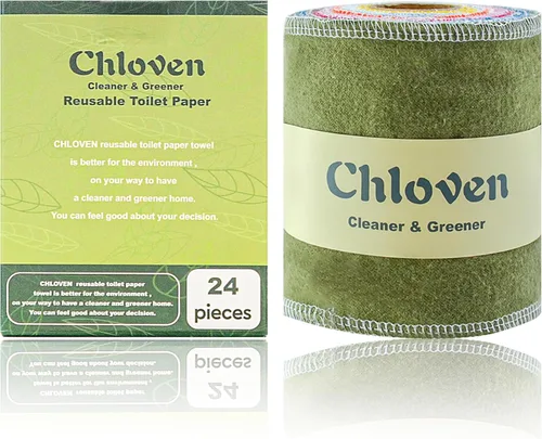 Vista 9 de Chloven Rollo de papel higiénico reutilizable lavable, paquete de 48 toallas de tela de algodón, toallitas absorbentes enrollables, pañuelos