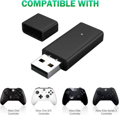 Vista 3 de Adaptador inalámbrico para Xbox Works para Windows 10 compatible con Xbox One Controller Xbox One X Xbox One S y Elite Series Controller