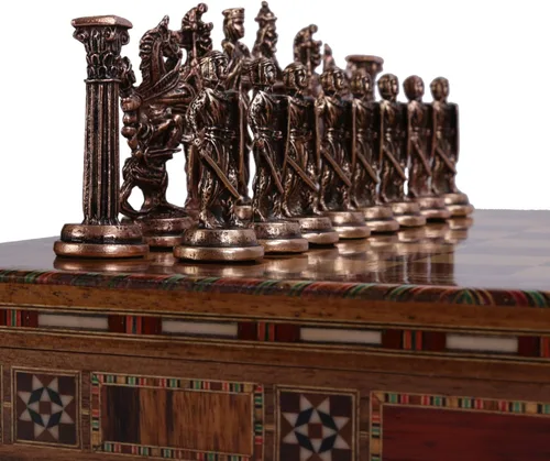 Vista 3 de (Solo 32 piezas) Medieval Ejército Británico Antiguo Cobre Metal Piezas de ajedrez hechas a mano (sin tablero)