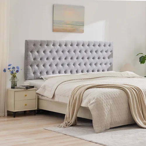 Vista 15 de Kingfun Cabecera capitonada tapizada para cama de tamaño completo con diseño moderno de botones, cabecera ajustable de madera maciza, cabeceros Rosa