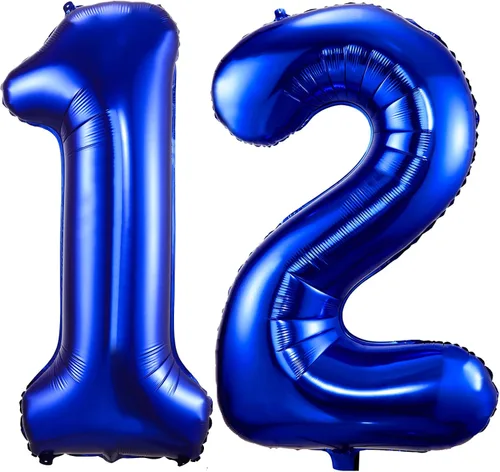 Vista 12 de Globos de número 0 azul marino, 40 pulgadas, globos de cumpleaños grandes de papel aluminio brillante azul oscuro, globos digitales de número