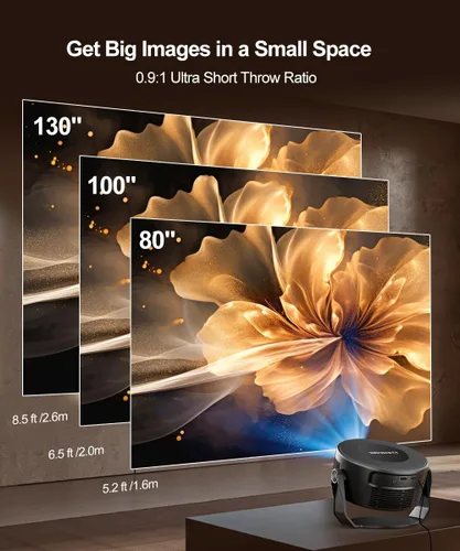 Vista 7 de Magcubic Proyector inteligente compatible con 2K, proyector portátil con WiFi 5 y Bluetooth 5.0, control de voz, Keystone automático, aplicaciones