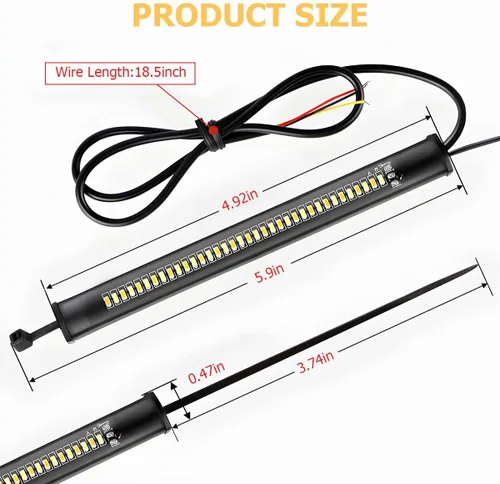 Vista 2 de zipelo 2 luces LED de señal de giro para motocicleta, intermitentes flexibles de doble color blanco y ámbar para horquilla con función switchback