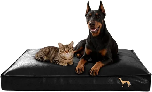 Vista 10 de SOMAHE Cama ortopédica para perro, piel sintética impermeable, funda extraíble lavable, antideslizante, resistente a las masticaciones, plumón